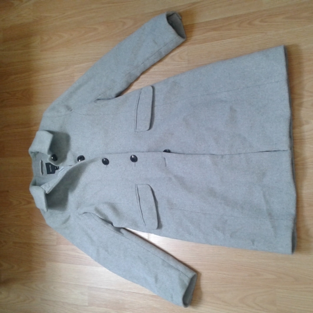 RW&CO Fall Winter Wool blend Peacoat Trench Jacket grey gray small S pockets